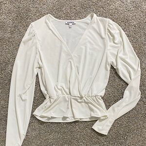 Express Women's Ivory Wrap Blouse